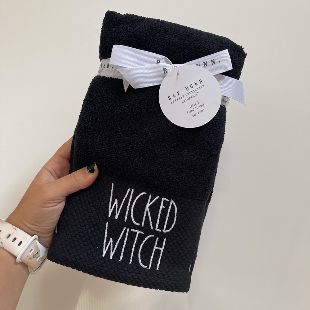 Rae dunn Wicked Witch / Handsome Devil Hand Towels